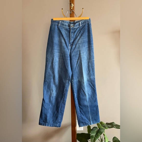 1970’s JTF Super High-Waisted, Wide Leg Blue Denim Jeans - Woman’s Size 29 - Picture 2 of 9